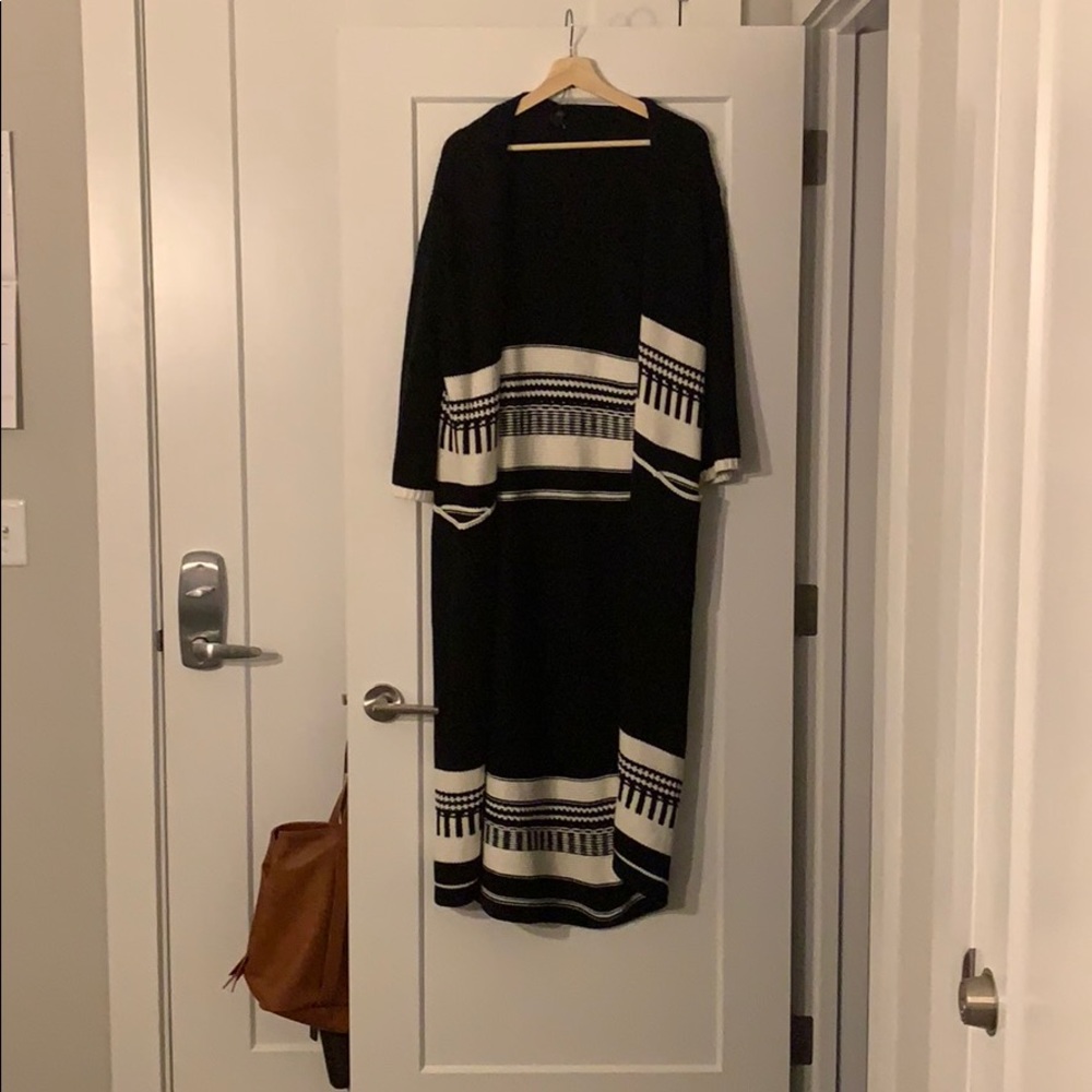 Black and white long sweater